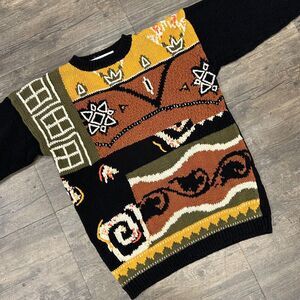 Vintage Melbourne Elements Crewneck‎ Sweater Women Size Small Colorblock Front